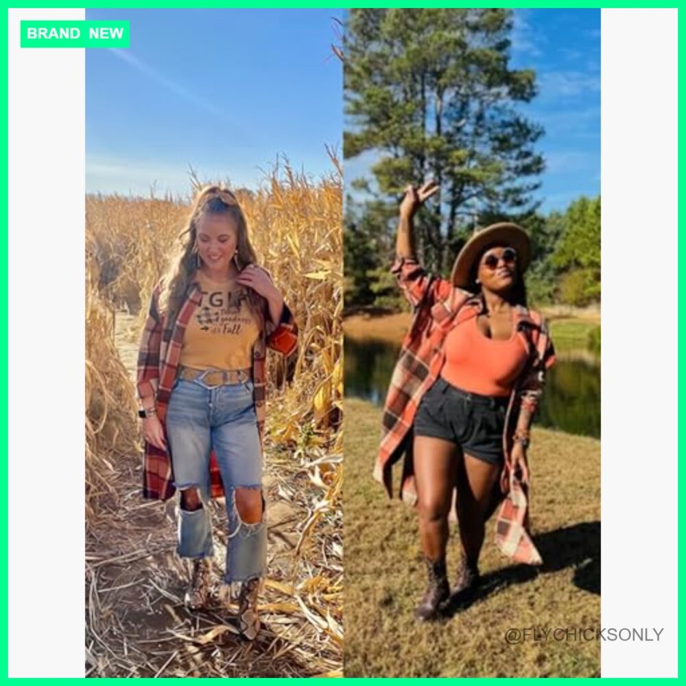 Polyester Plaid Shacket Jacket Button Down Lapel … - image 4